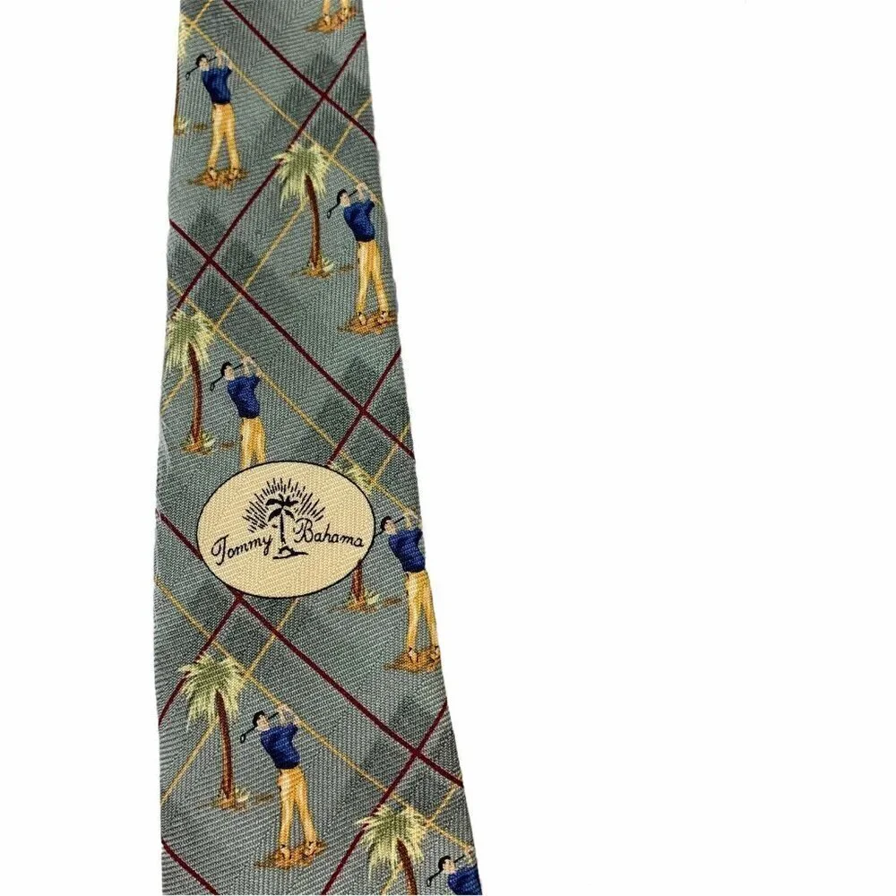 Tommy Bahama NEW Mens Hand Made Neck Tie 100% Silk Multicolor Golf Tropical
